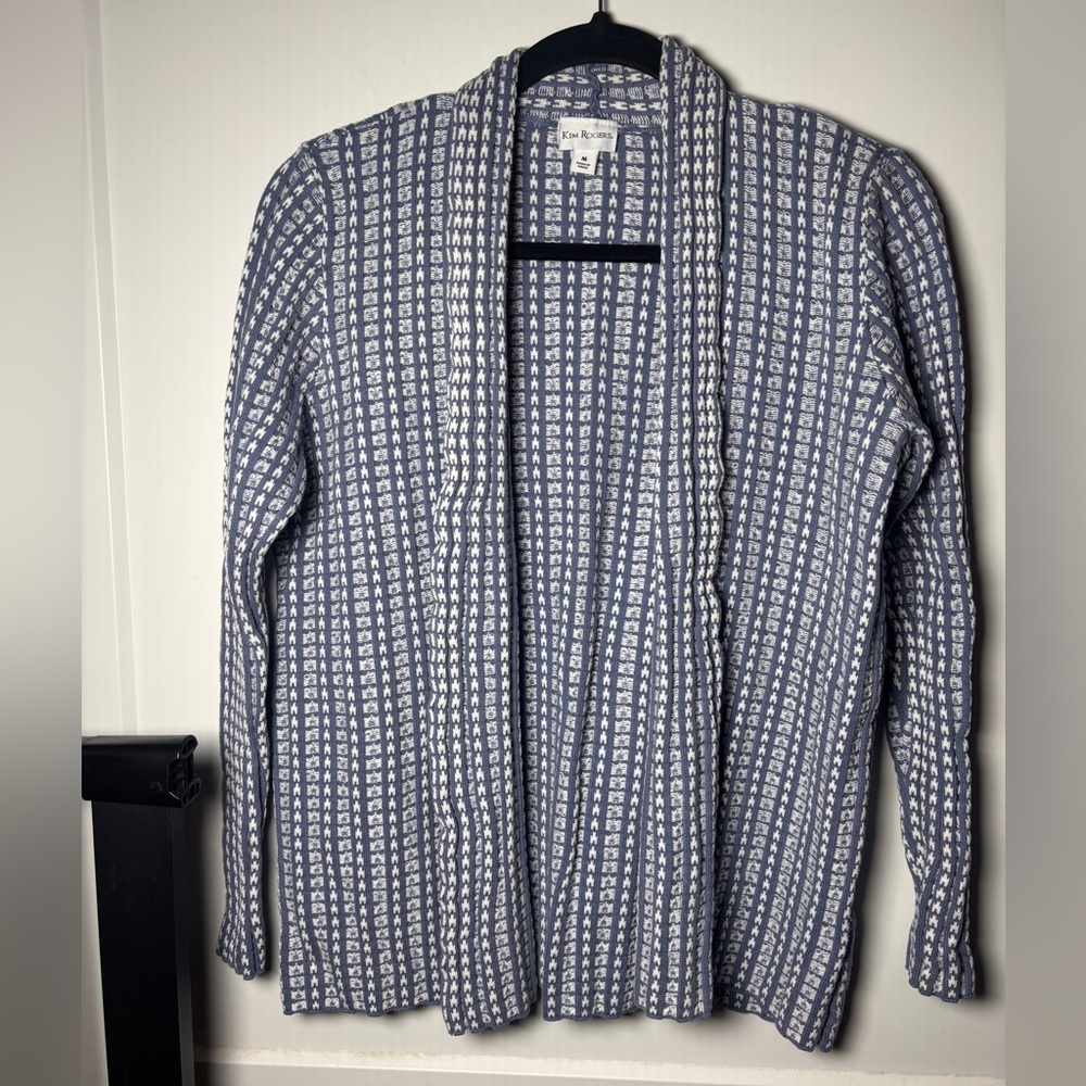 Kim Rogers Blue and White Knit Cardigan